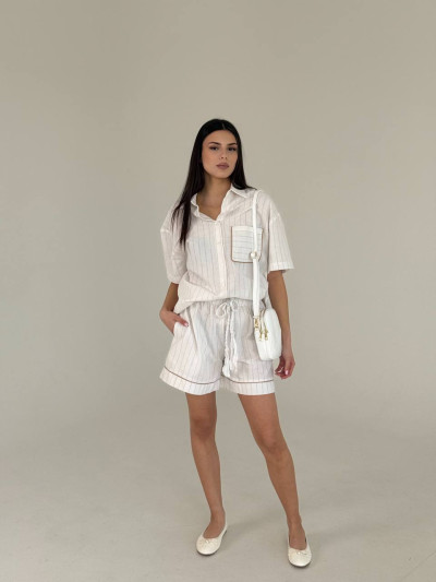 Coton-blend drawstring shorts