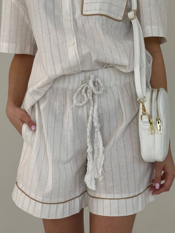 Coton-blend drawstring shorts