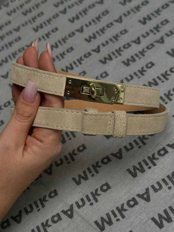 Genuine leather double-wrap belt with...