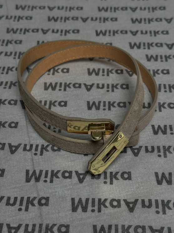 Genuine leather double-wrap belt with...