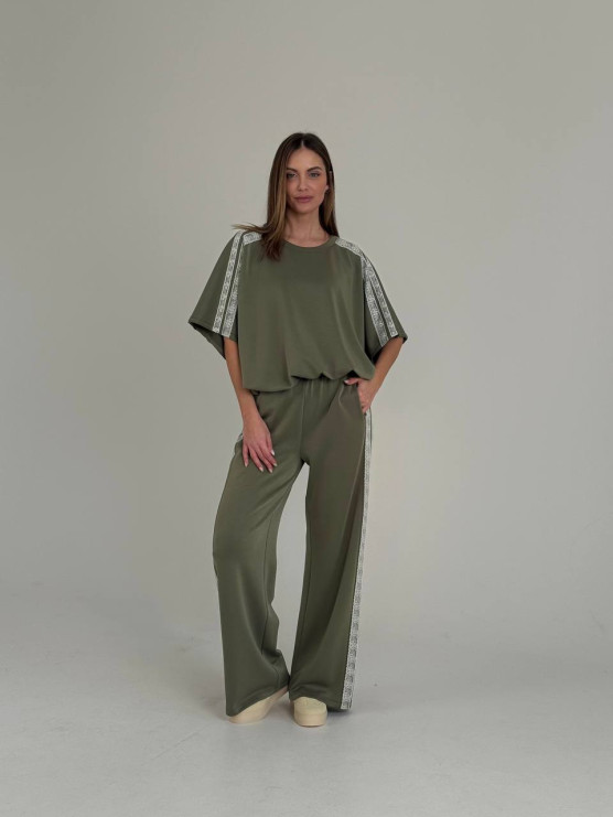 Pantaloni morbidi con bande decorative