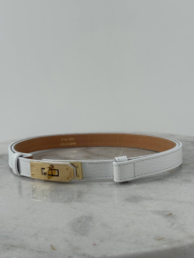 Leather belt with jewel buckle