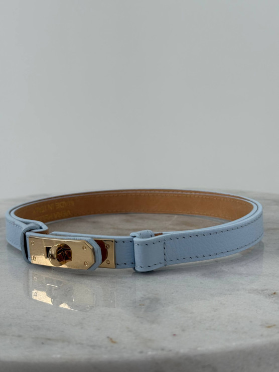 Leather belt with jewel buckle