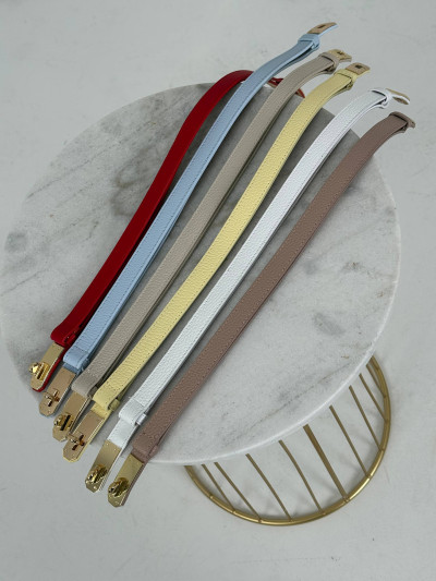 Leather belt with jewel buckle