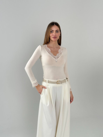 Cashmere blend lace top