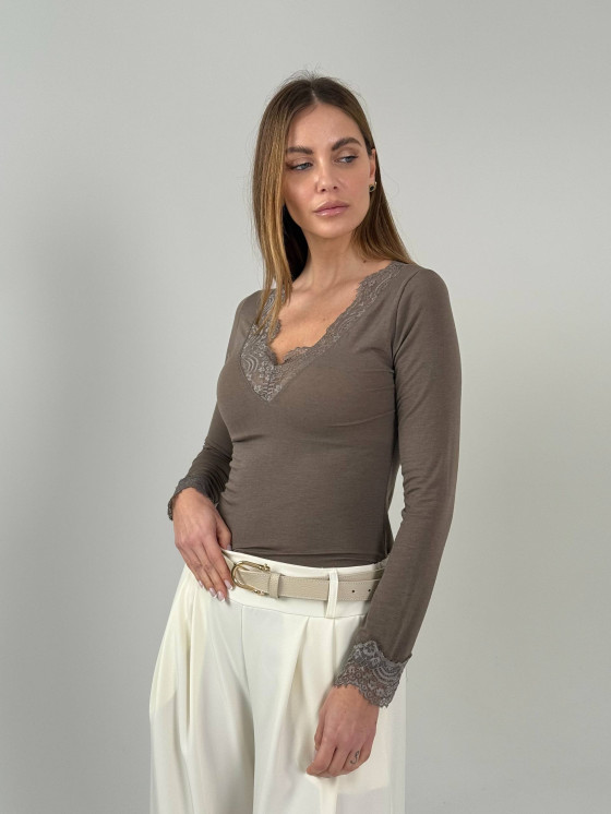 Maglia pizzo cashmere