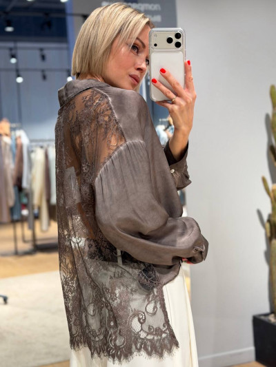 Satin shirt with lace back