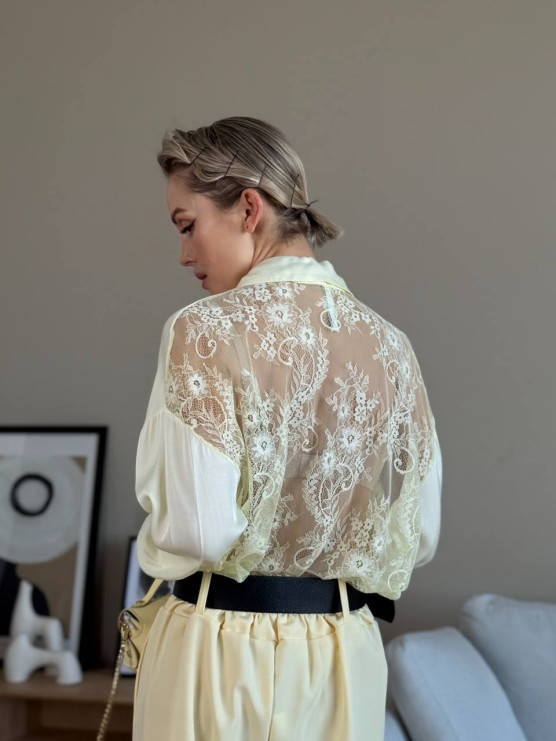 Satin shirt with lace back