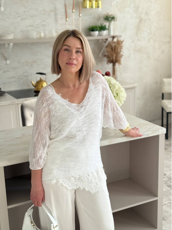 Light melange knit top