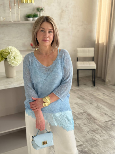 Light melange knit top
