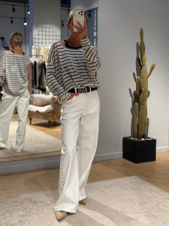 Palazzo jeans with side studs