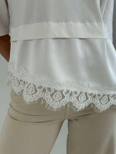 T-shirt doppio strato con pizzo