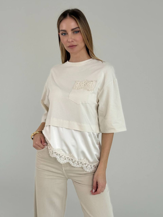 Double layer lace t-shirt