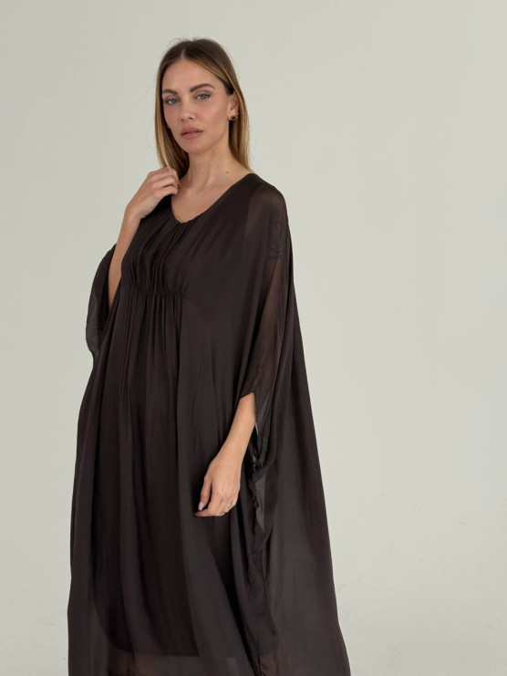 Silk blend flowing dress