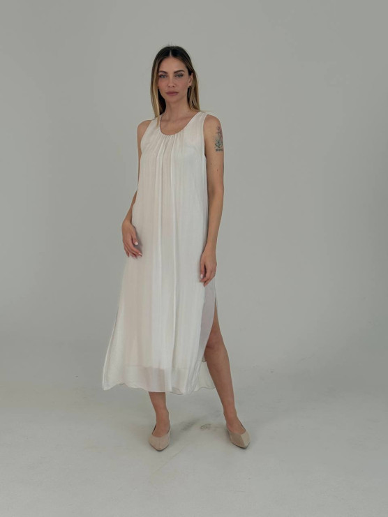 Long flowing silk blend dress