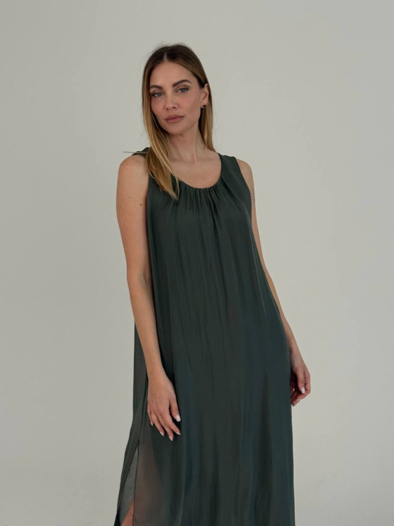 Long flowing silk blend dress