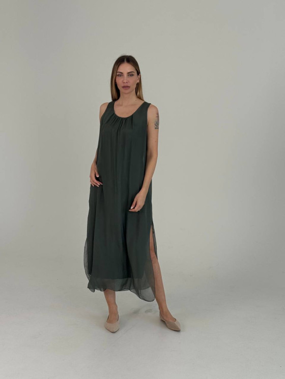 Long flowing silk blend dress