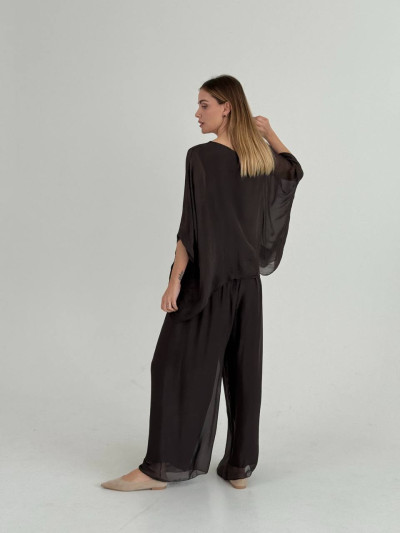 Flowing silk blend palazzo trousers