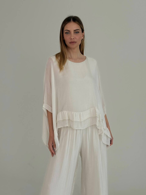 Blusa fluida in misto seta