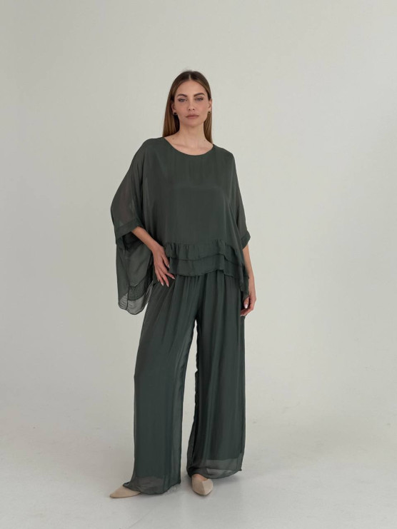 Blusa fluida in misto seta