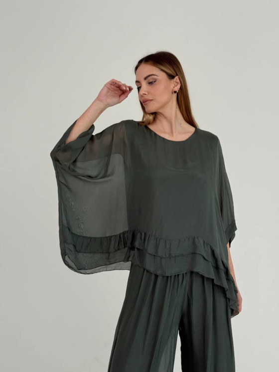 Blusa fluida in misto seta