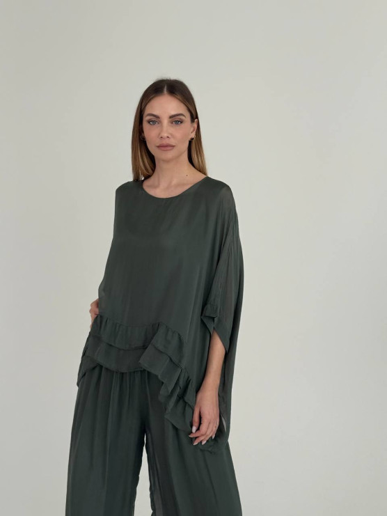Blusa fluida in misto seta