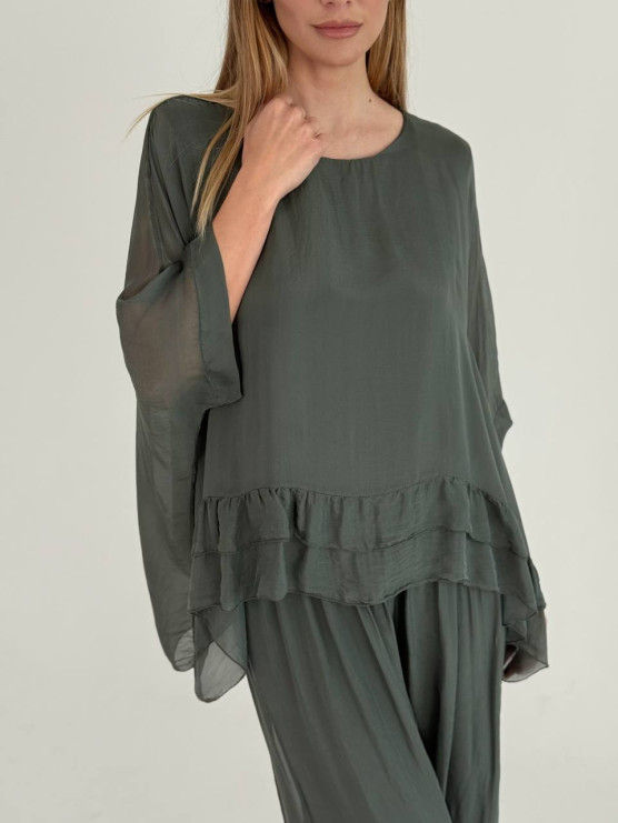 Blusa fluida in misto seta