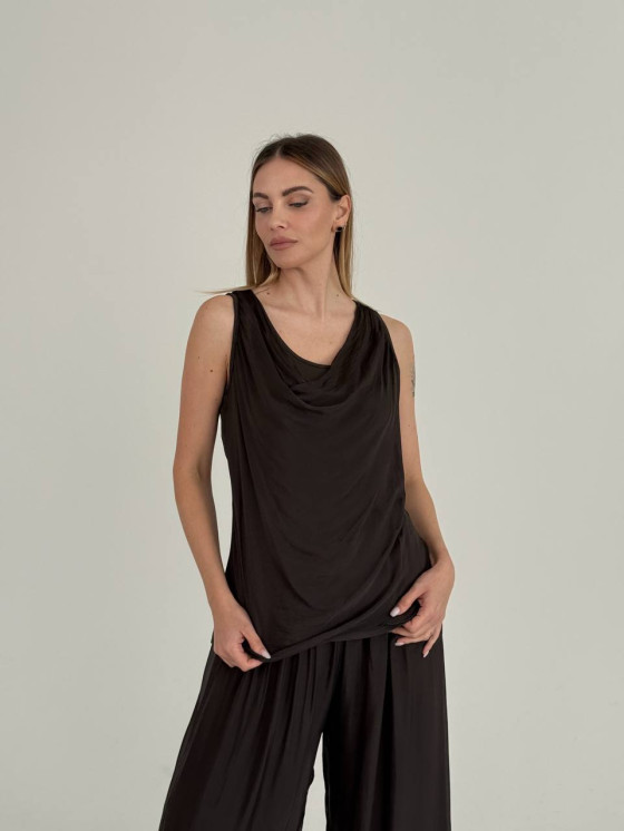 Soft draped neckline top