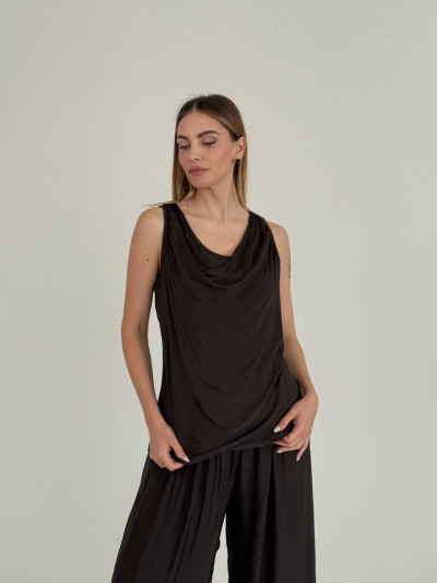 Soft draped neckline top