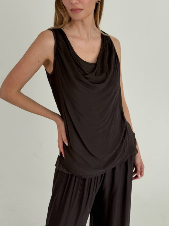 Soft draped neckline top