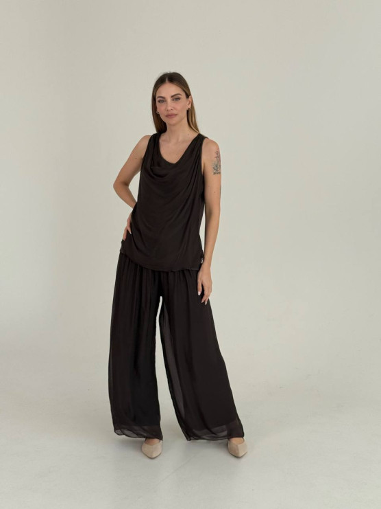 Soft draped neckline top