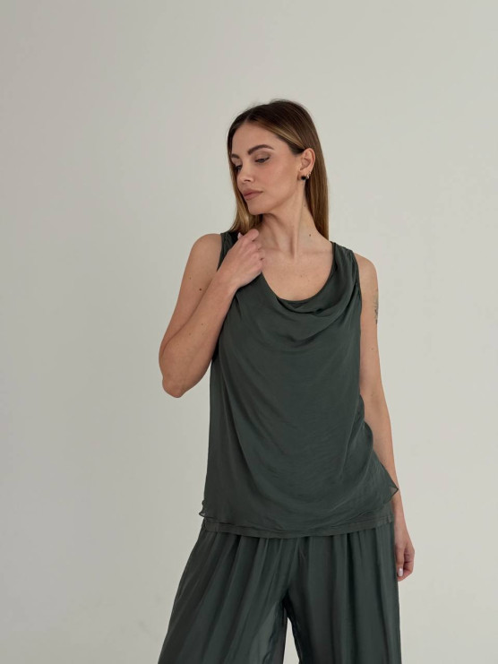 Soft draped neckline top