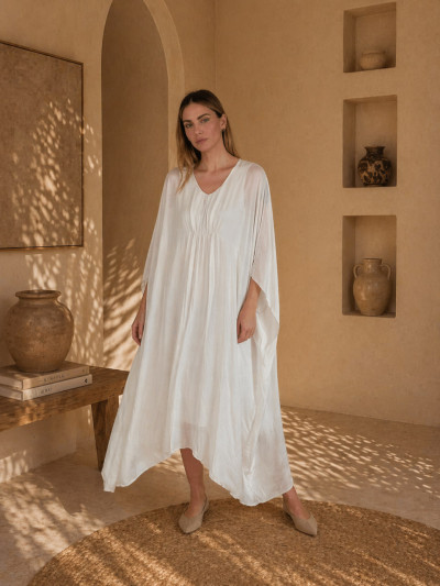 Silk blend flowing dress