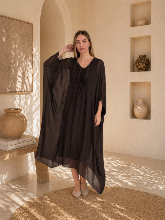 Silk blend flowing dress