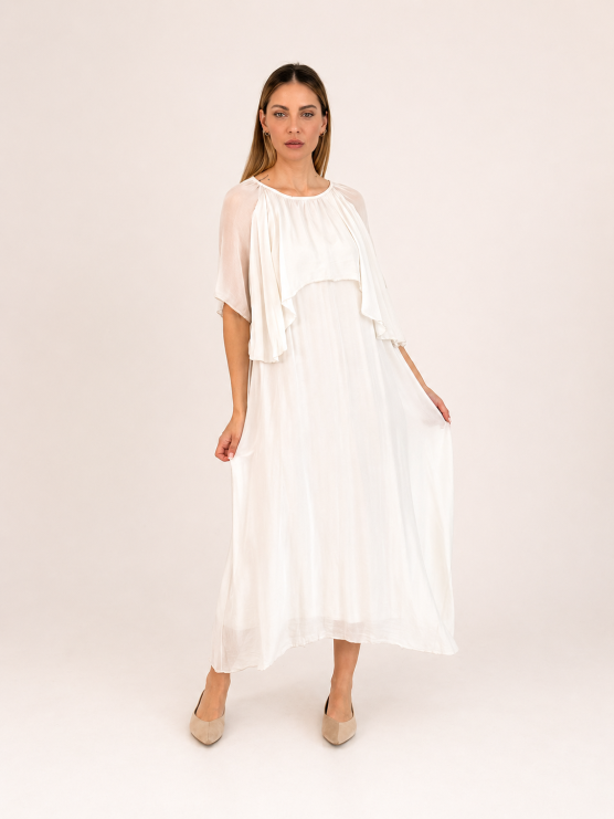 Long flowing silk blend dress with...