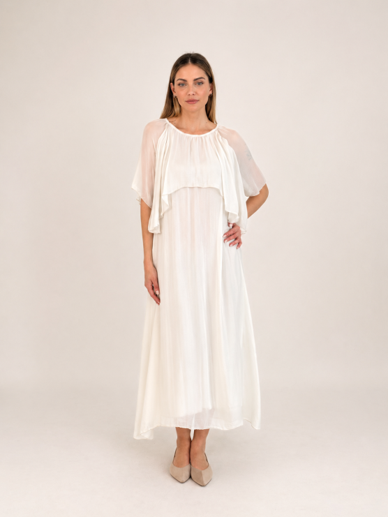Long flowing silk blend dress with...