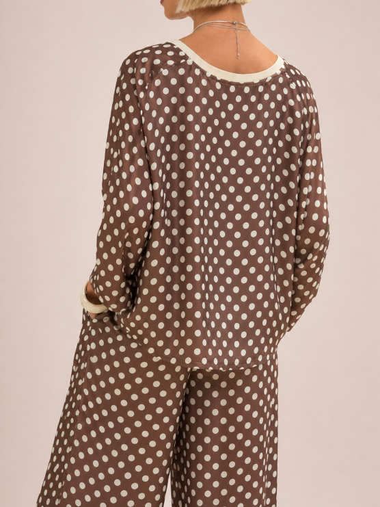 Cocoa polka dot satin pants