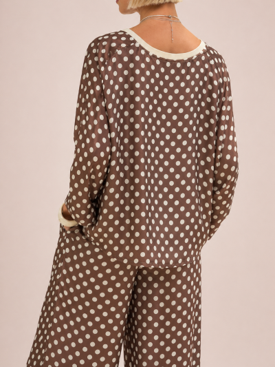 Cocoa polka dot satin pants