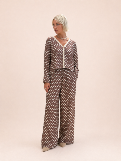 Cocoa polka dot satin pants