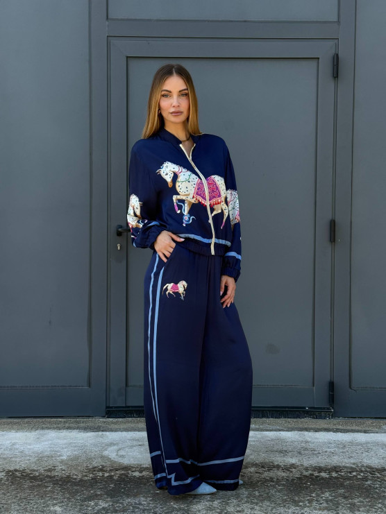 bomber e pantaloni in seta