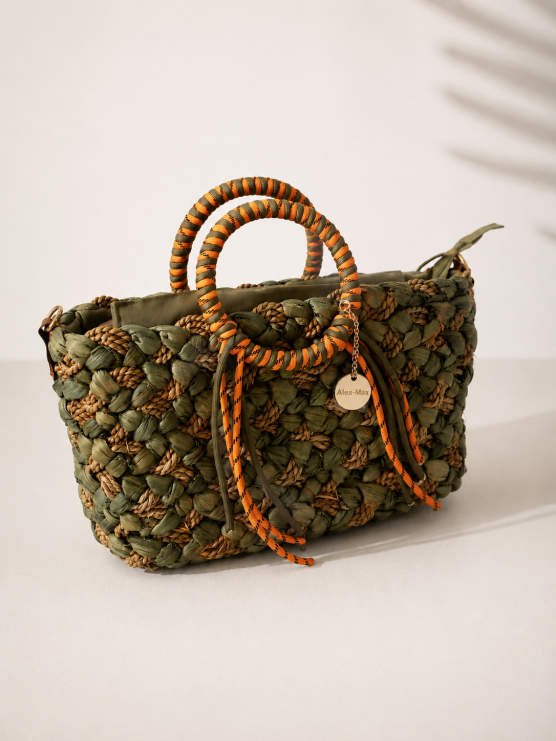 Borsa intrecciata artigianale con...