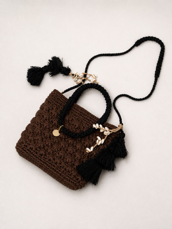 Borsa intrecciata piccola con tracolla
