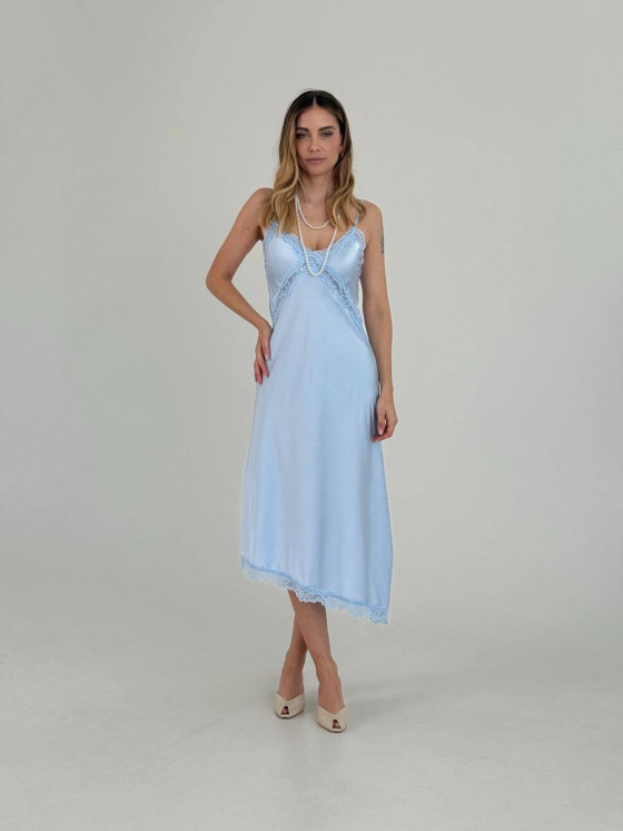 Satin dress with lace