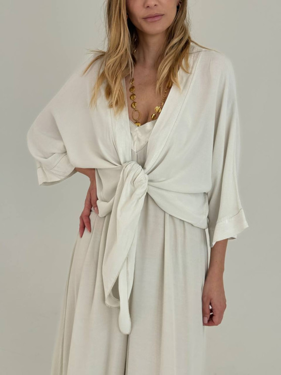 Cardigan in viscosa con nodo