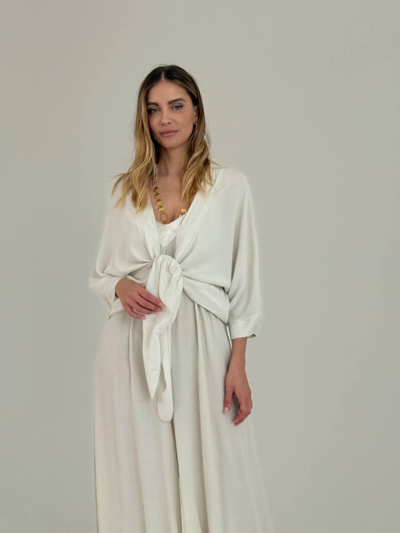 Viscose cardigan with knot