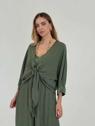 Cardigan in viscosa con nodo