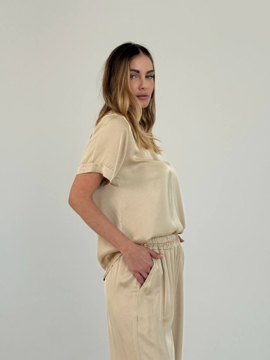 Pantaloni in viscosa satinata