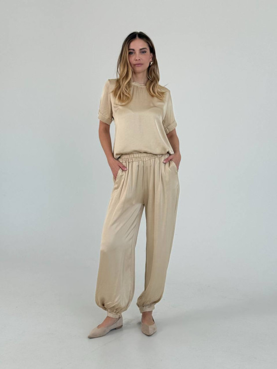 Pantaloni in viscosa satinata