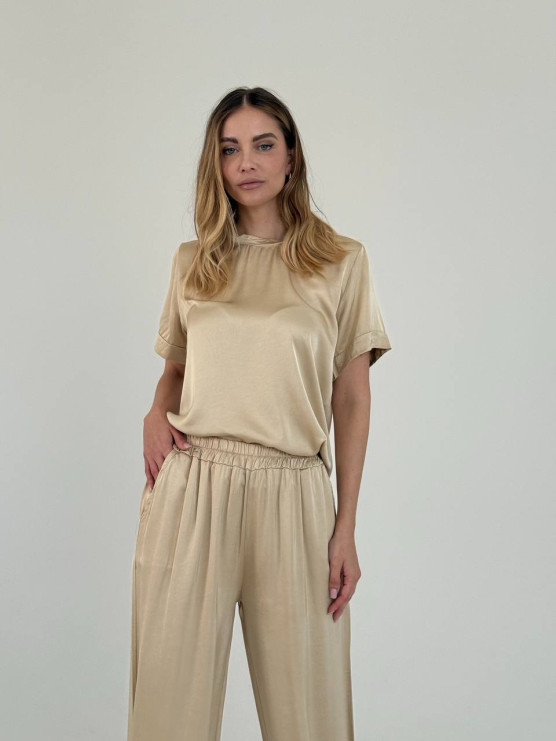 Pantaloni in viscosa satinata