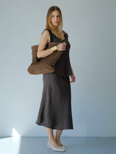 Flared linen skirt